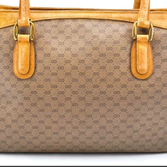 GUCCI Micro GG Vintage PVC Leather Shoulder Hand Tote Bag Brown​​​ - Picture 7 of 16
